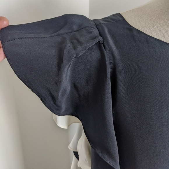 SILK Flutter Sleeve Low Back Black Midi Dress Keyhole S - Picture 8 of 15